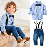 Ensemble chemise à manches longues et pantalon en denim pour bébé garçon en coton