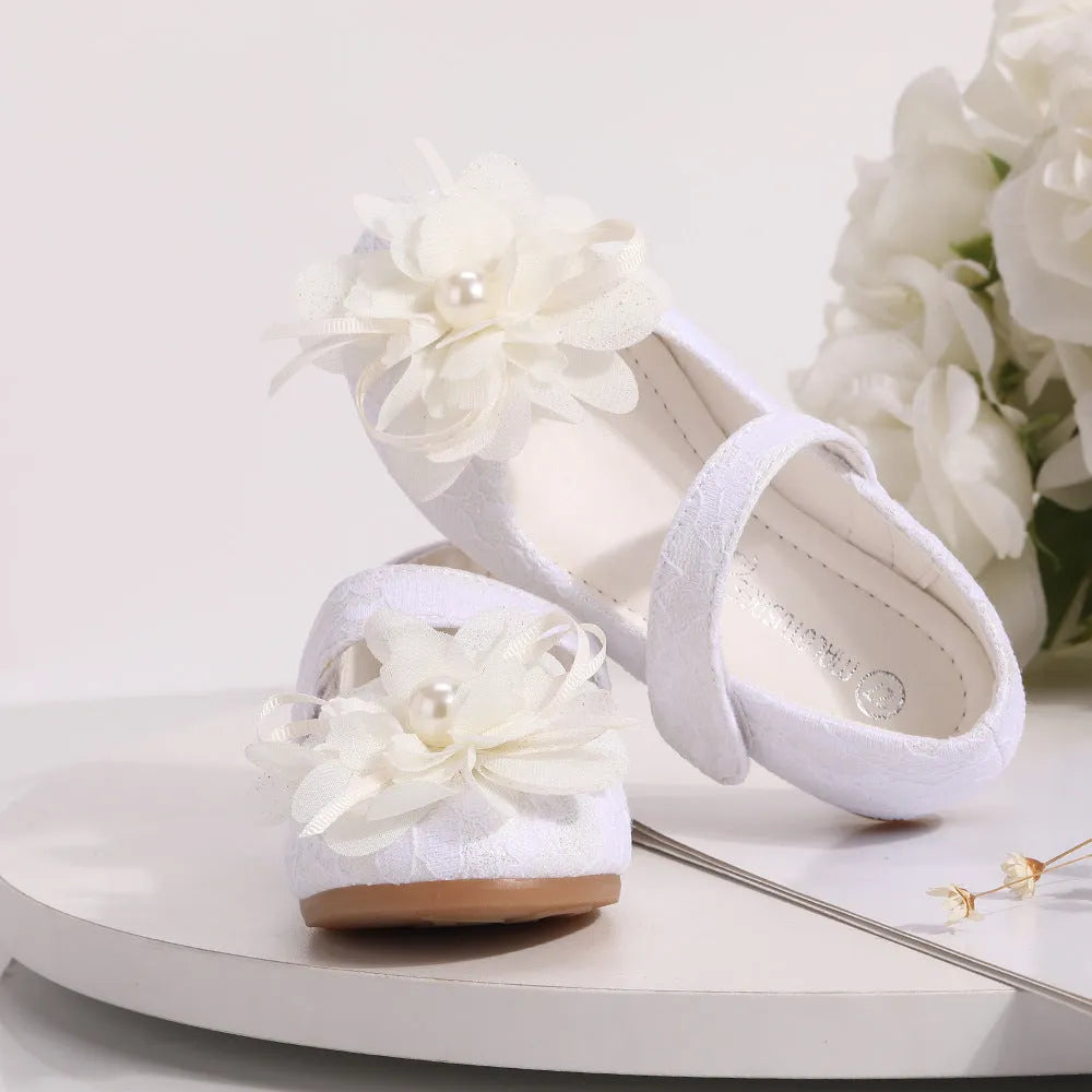 Filles Robe Chaussures Fleur Dentelle Princesse Chaussures - Enfance-Heureuse