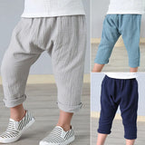 New Summer Kids Cotton And Linen Cropped Trousers Casual Harem Pants - Enfance-Heureuse