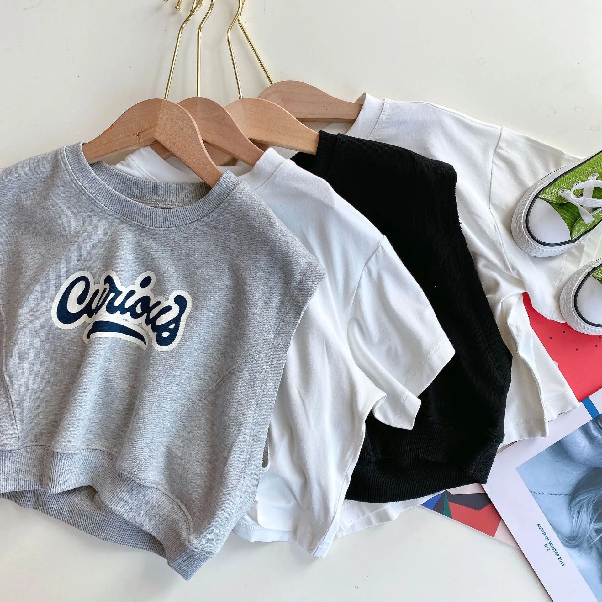 Gilet à manches courtes pour enfants T-shirt deux pièces d'été pour garçons - Enfance-Heureuse