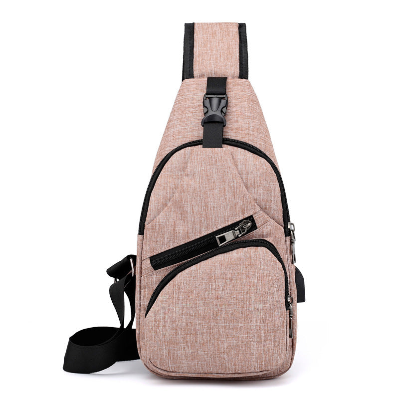 Mens Shoulder Bag Sling Chest Pack Canvas USB Charging Sports Crossbody Handbag Travel Knapsack Male Chestbags Mochila - Enfance-Heureuse