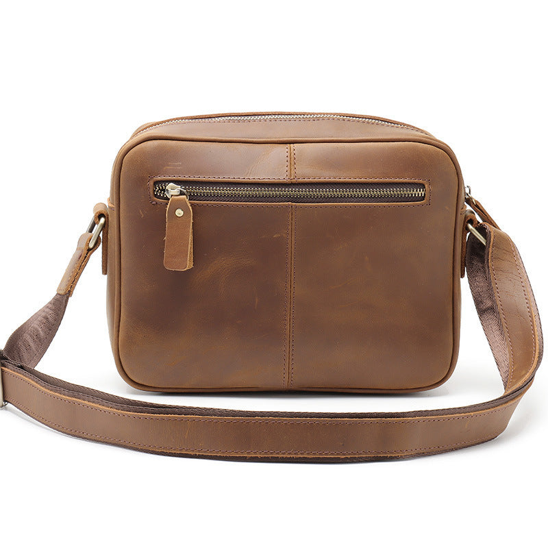 New Mens Single Shoulder Messenger Bag Retro Cowhide Casual Business Document Messenger Bag - Enfance-Heureuse