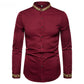 Gold Embroidery White Shirt Men Brand New Stand Collar Mens Dress Shirts Casual Slim Long Sleeve Chemise Homme Camisa Masculina - Enfance-Heureuse