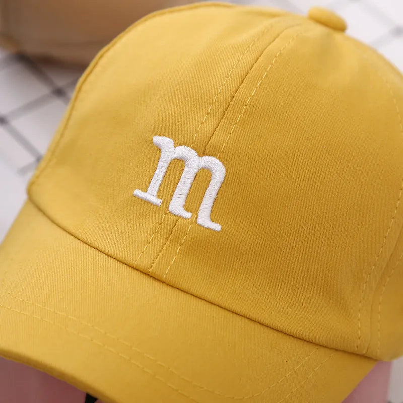 Baseball Cap Boy Letter M Embroidered Children's Cotton Spring and Autumn Hat Cap - Enfance-Heureuse