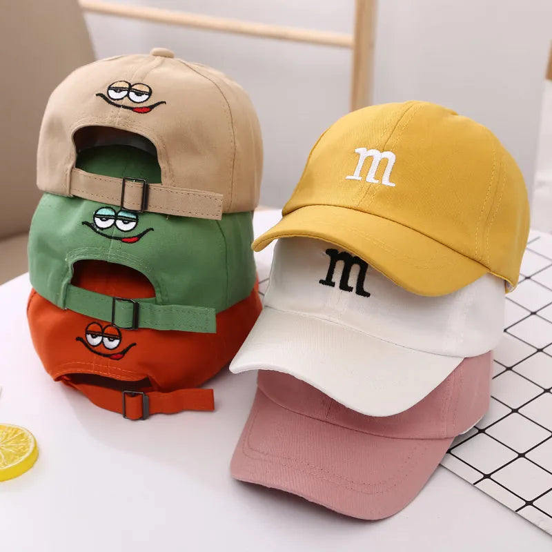 Baseball Cap Boy Letter M Embroidered Children's Cotton Spring and Autumn Hat Cap - Enfance-Heureuse