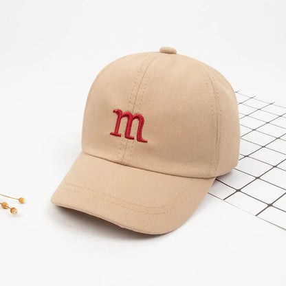 Baseball Cap Boy Letter M Embroidered Children's Cotton Spring and Autumn Hat Cap - Enfance-Heureuse