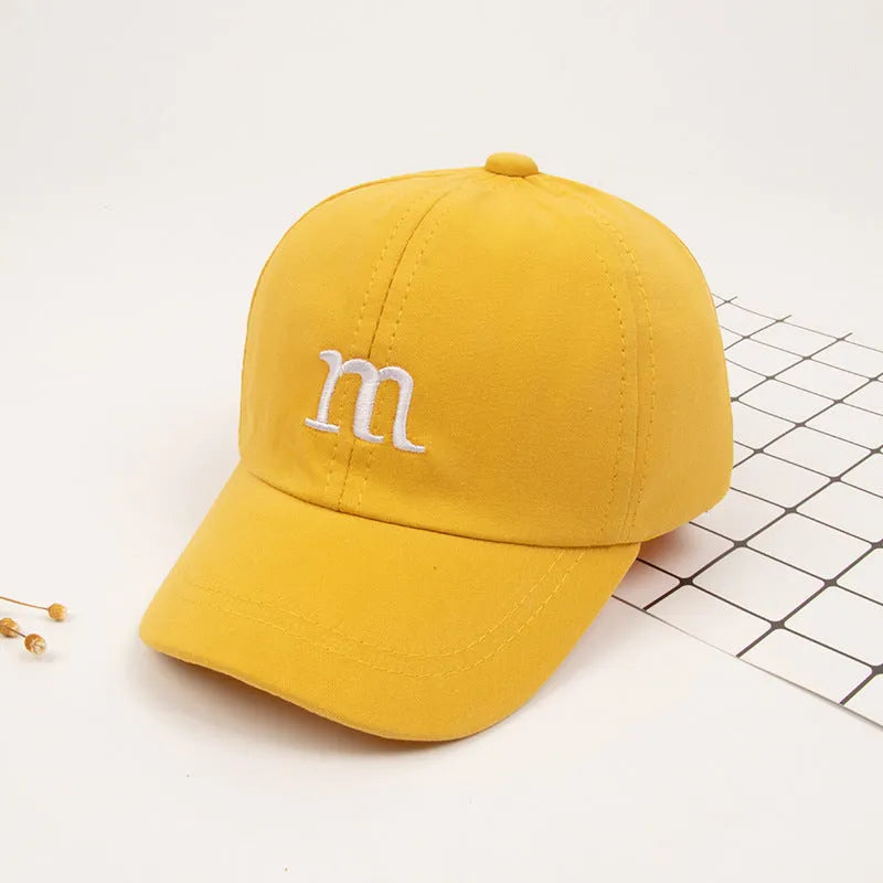 Baseball Cap Boy Letter M Embroidered Children's Cotton Spring and Autumn Hat Cap - Enfance-Heureuse