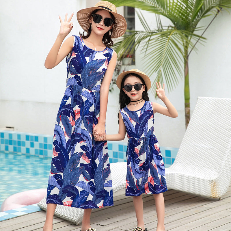 Mother And Daughter Vacation Beach Vest Long Skirt - Enfance-Heureuse