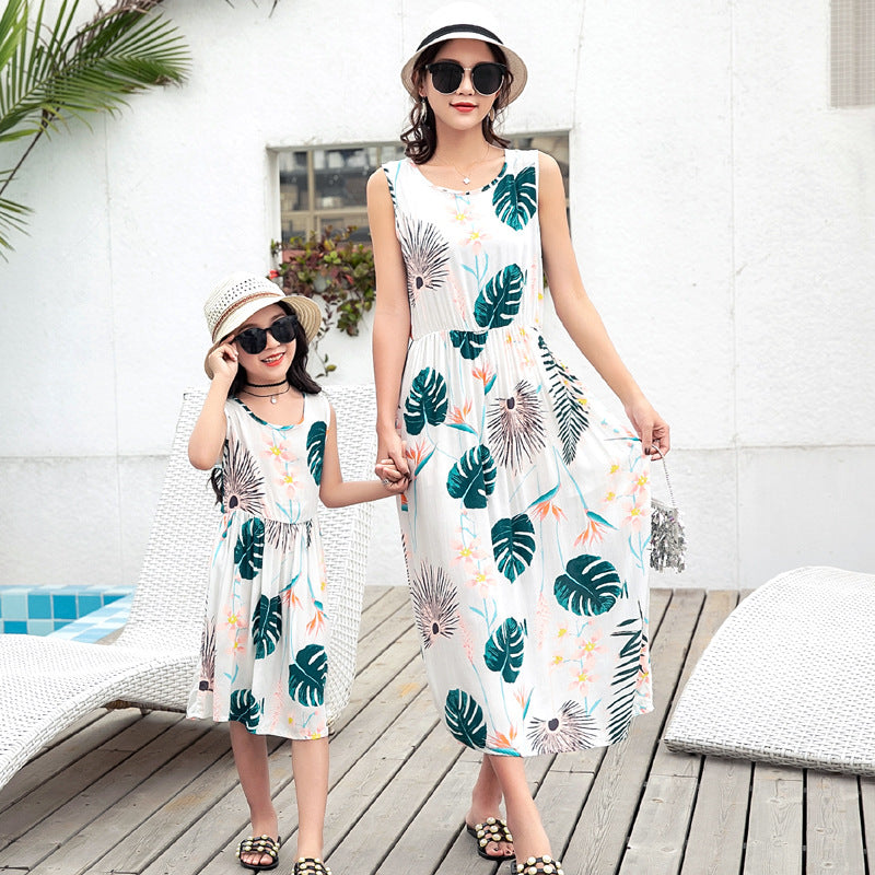 Mother And Daughter Vacation Beach Vest Long Skirt - Enfance-Heureuse