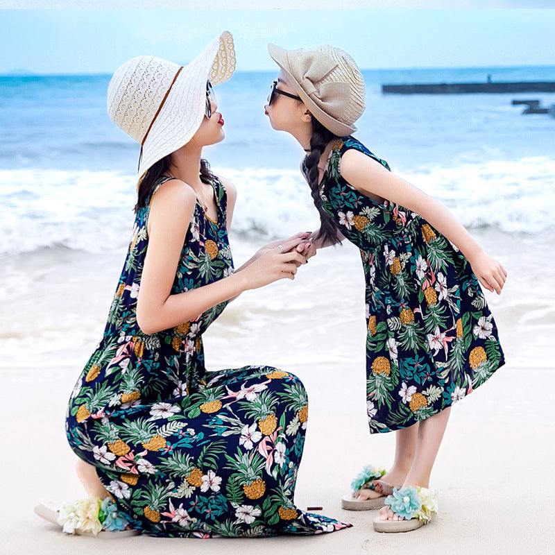 Mother And Daughter Vacation Beach Vest Long Skirt - Enfance-Heureuse