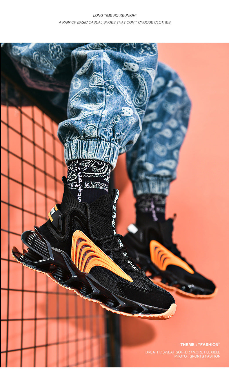 Breathable Fly Woven Mesh High-top Thick-soled Old Shoes Casual Sports Socks Running Shoes - Enfance-Heureuse