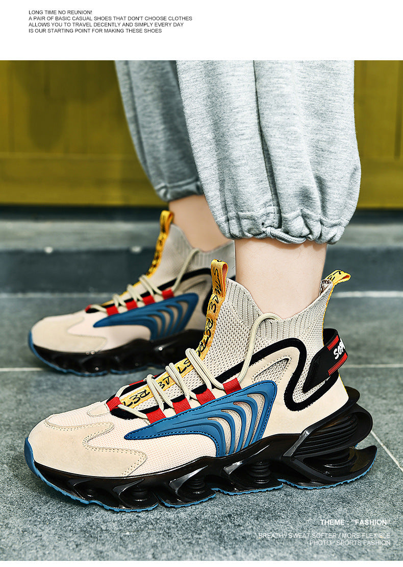 Breathable Fly Woven Mesh High-top Thick-soled Old Shoes Casual Sports Socks Running Shoes - Enfance-Heureuse