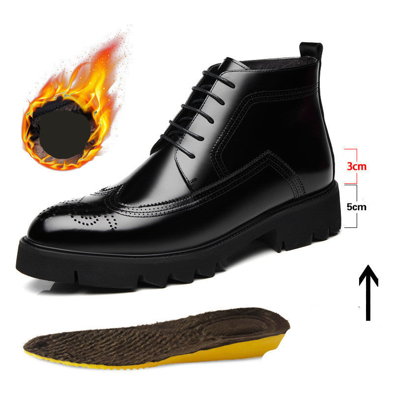 Leather Martin Boots Thick-soled British High-top Increase Leather Shoes - Enfance-Heureuse