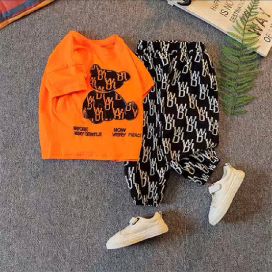 Children'S Summer Short-Sleeved Korean Two-Piece Combed Cotton Children'S Summer Clothes For Boys And Girls - Enfance-Heureuse