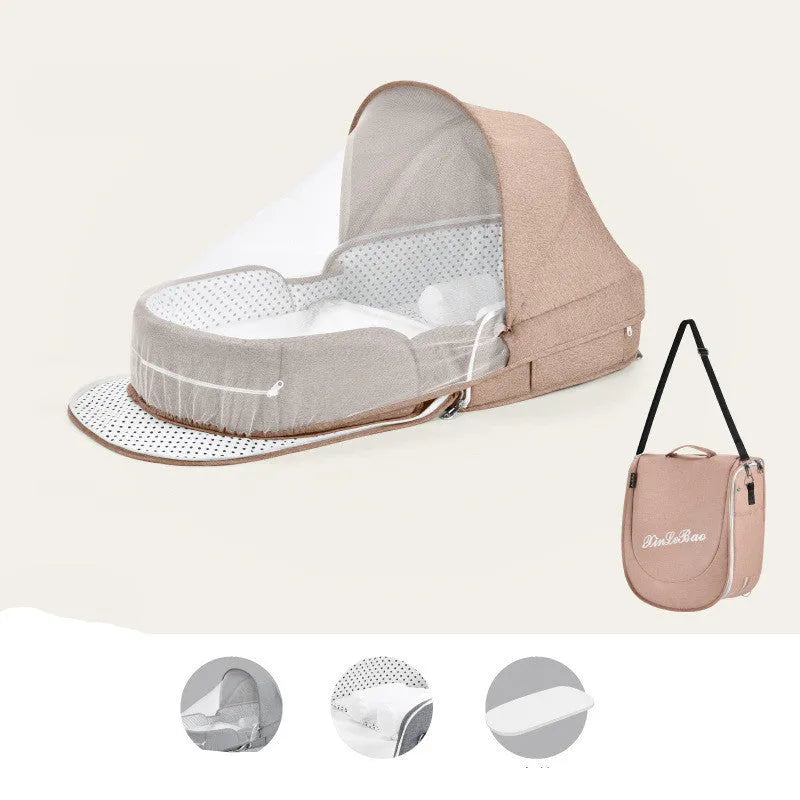 Lit bébé Multifonctionnel Nouveau-Né Pliage Nid Lit Bébé Portable Soleil Protection Moustique Infantile Net Camping Lit Lit Voyage - Enfance-Heureuse