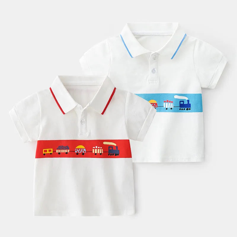 Bande dessinée De Voiture Garçons À Manches Courtes Polo Shirt - Enfance-Heureuse
