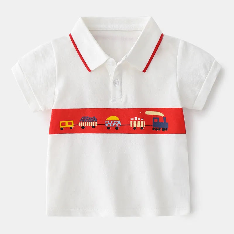 Bande dessinée De Voiture Garçons À Manches Courtes Polo Shirt - Enfance-Heureuse