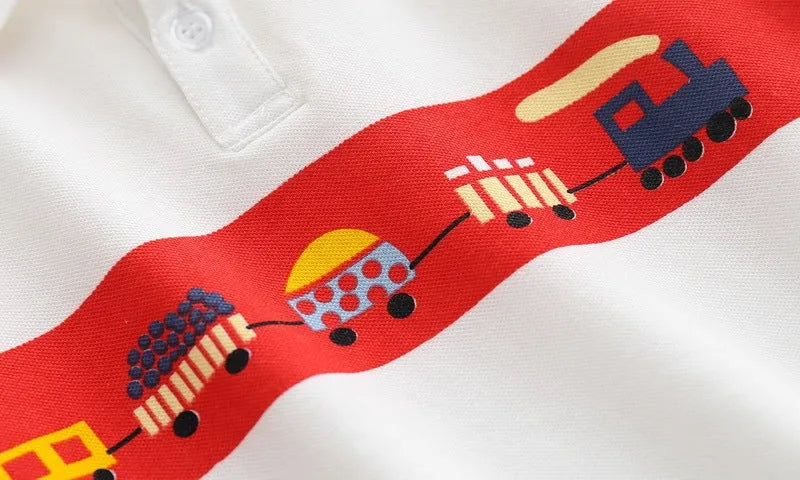 Bande dessinée De Voiture Garçons À Manches Courtes Polo Shirt - Enfance-Heureuse