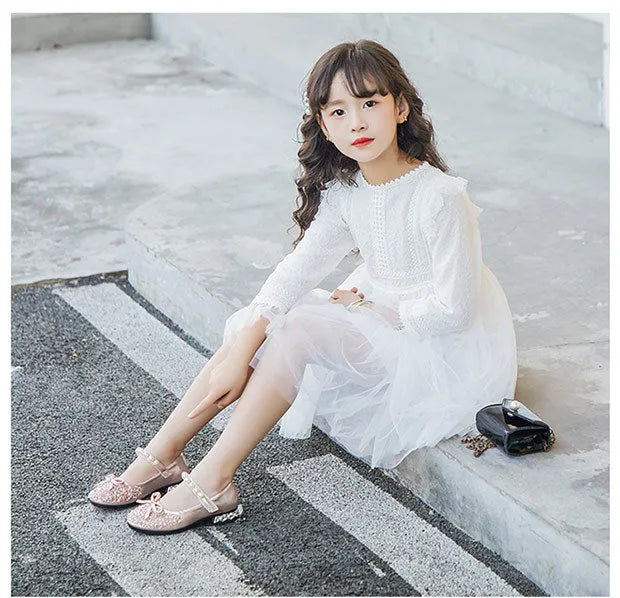 Chaussures en cuir à Semelle Souple Aisha Princesse Chaussures Enfants Cristal Chaussures Clignotant Bébé Chaussures - Enfance-Heureuse