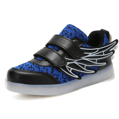 Children's shoes led light shoes children's wings light shoes usb charging colorful luminous shoes casual light shoes - Enfance-Heureuse