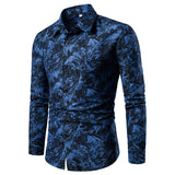 Autumn and Winter Mens Shirt Printed Casual Long Sleeved Shirt Slim Fit Male Social Dress Shirt For Men - Enfance-Heureuse