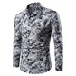 Autumn and Winter Mens Shirt Printed Casual Long Sleeved Shirt Slim Fit Male Social Dress Shirt For Men - Enfance-Heureuse