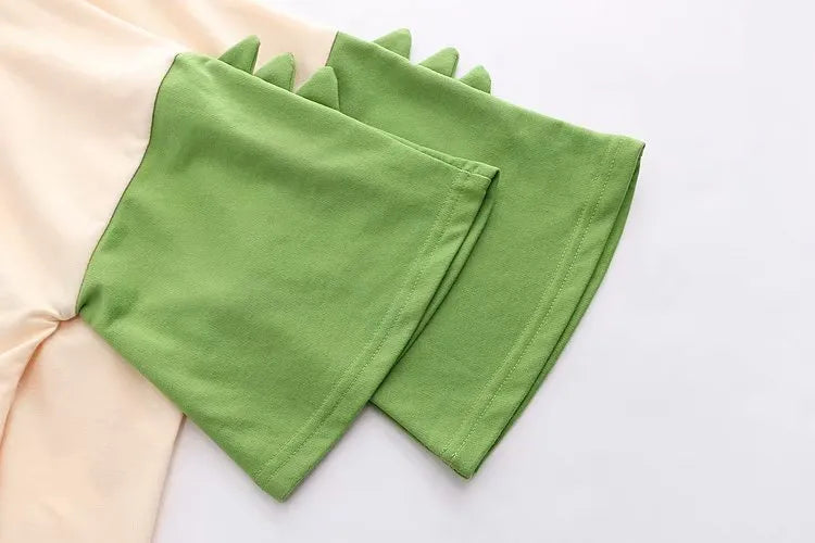 Dinosaur Print Color-Block Five-Point Sleeves - Enfance-Heureuse