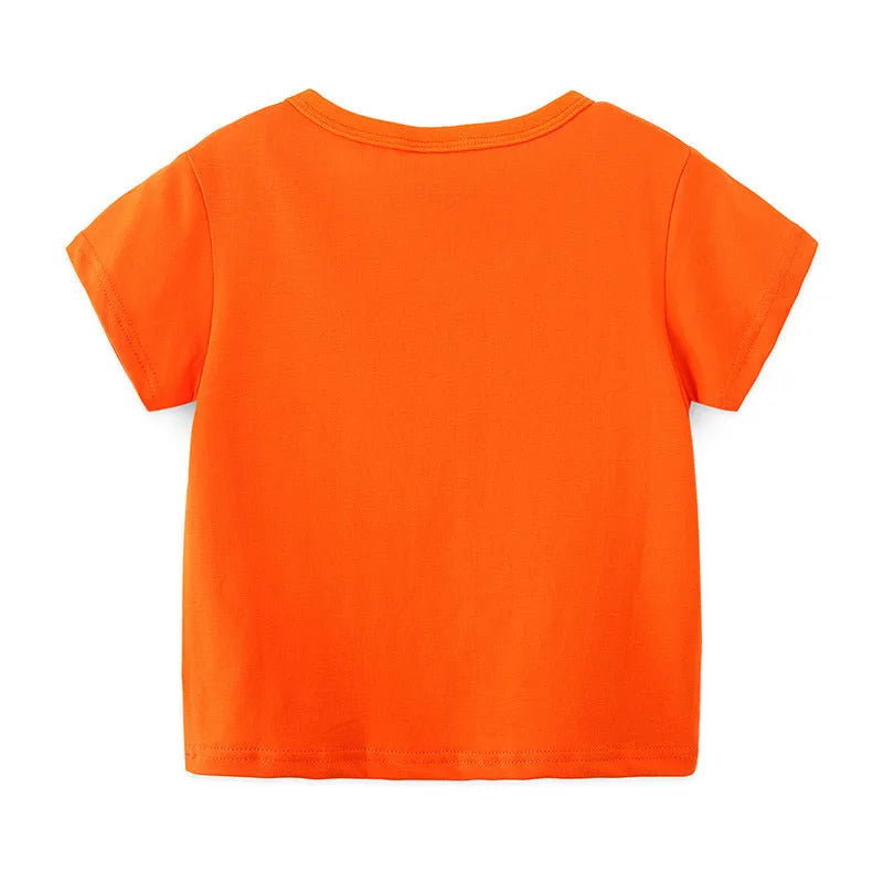 Round Neck Cotton Short-sleeved Children's T-shirt - Enfance-Heureuse