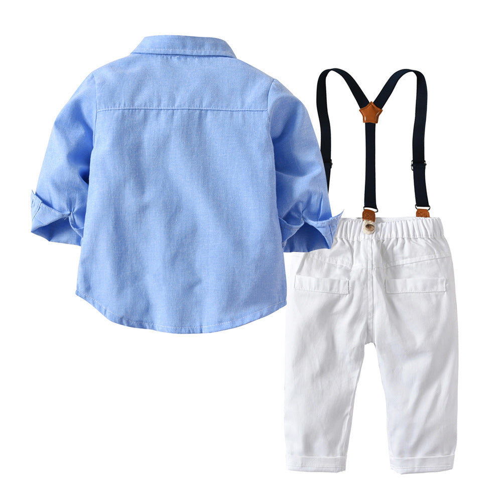 Boys Gentleman Bib Pant Suit Long Sleeve Bow Tie - Enfance-Heureuse