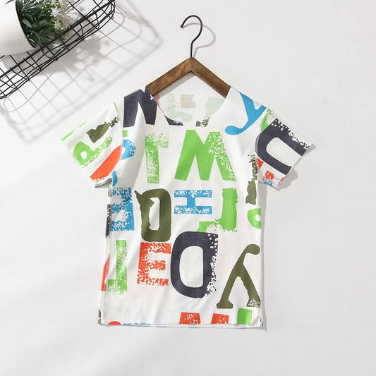 Cartoon Modal Kids Print Short Sleeve - Enfance-Heureuse