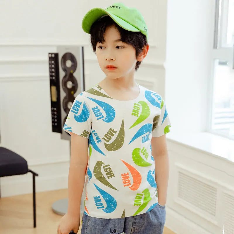 Cartoon Modal Kids Print Short Sleeve - Enfance-Heureuse