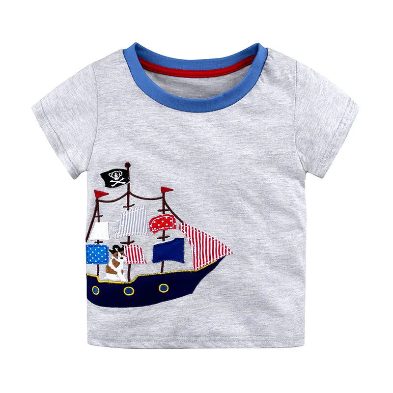 T-shirt à manches courtes tricoté en coton pour homme et femme - Enfance-Heureuse