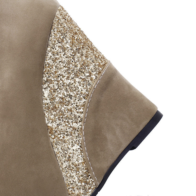 Women Spring Style Platform Wedge Daily Pumps Shoes Fashion Ladies Peep Toe Mixed Color Suede Party High Heel Shoe - Enfance-Heureuse