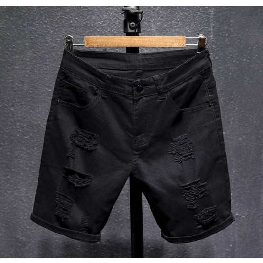 New Arrival Shorts Men Zipper Fly Casual Solid Cotton Summer Hole Elastic Thin Black Mens Homme Boardshorts Beach Regular - Enfance-Heureuse