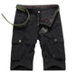 Mens Outdoor Big Pockets Solid Color Knee Length Cargo Pants Casual Cotton Beach Shorts - Enfance-Heureuse