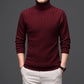 Pure Wool Mens High Neck Warm Sweater Thick Striped Pullover Sweater - Enfance-Heureuse