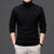 Pure Wool Mens High Neck Warm Sweater Thick Striped Pullover Sweater - Enfance-Heureuse
