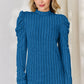 Basic Bae Full Size Ribbed Mock Neck Puff Sleeve T-Shirt - Enfance-Heureuse
