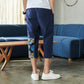 Sinicism Shop Mens Cotton Linen Harem Pants Male Casual Red Bottom Calf-Length Pants Man Summer Harajuku Baggy Loose Pants - Enfance-Heureuse