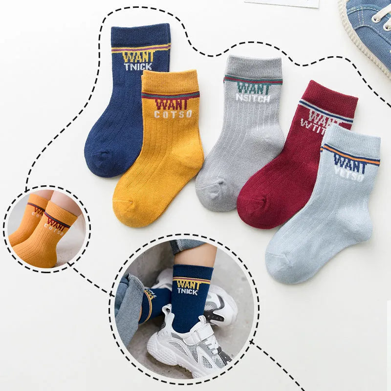 Package post autumn and winter children's socks sports socks 5 pairs - Enfance-Heureuse