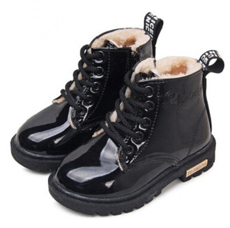 Winter Children Shoes PU Leather Waterproof Martin Boots Kids Snow Boots - Enfance-Heureuse