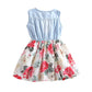 Summer Children Sleeveless Girl Denim Floral Dresses - Enfance-Heureuse