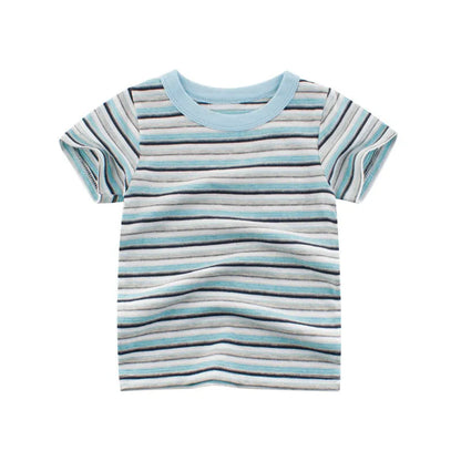 Garçons d'été À Manches Courtes Rayé T-Shirt - Enfance-Heureuse