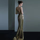 Fishtail Evening Dress For Women Elegant Sequins Annual Meeting Sexy Backless - Enfance-Heureuse