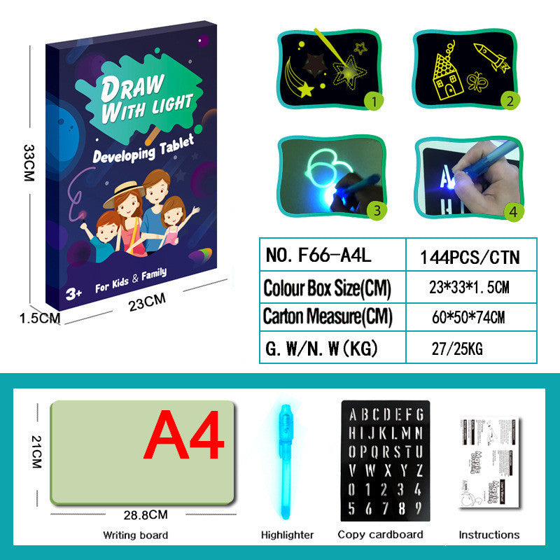 Educational Toy Drawing Pad 3D Magic 8 Light Effects Puzzle Board Sketchpad - Enfance-Heureuse