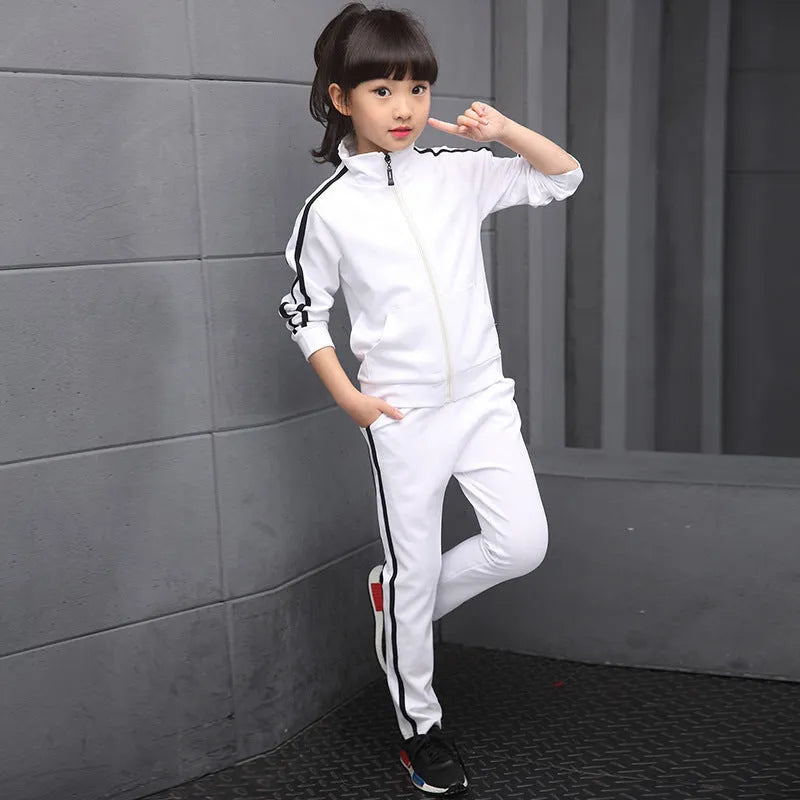 Men's and girls' suits new white sportswear - Enfance-Heureuse