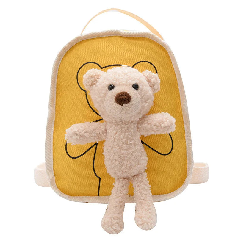 Cute Bear Doll Mini Canvas Kindergarten Backpack - Enfance-Heureuse