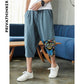 Sinicism Shop Mens Cotton Linen Harem Pants Male Casual Red Bottom Calf-Length Pants Man Summer Harajuku Baggy Loose Pants - Enfance-Heureuse