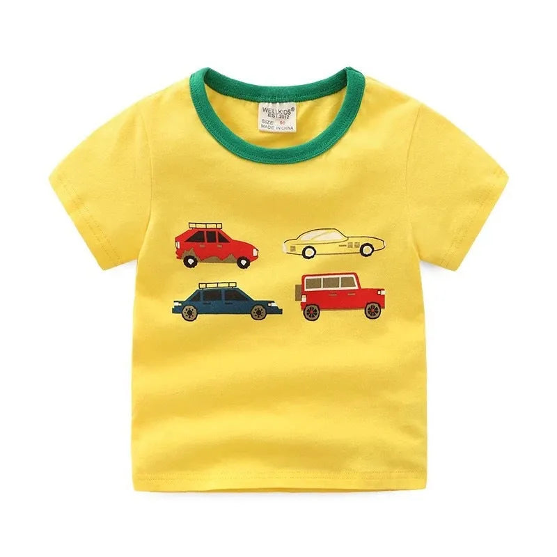 Children's summer cartoon print T-shirt - Enfance-Heureuse