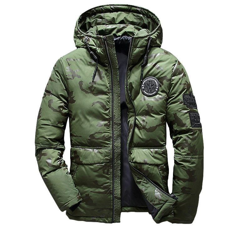 Camouflage Men's Winter Jacket Coat Hooded Casual Slim Down Parka Autumn Camo Windproof Warm Mens Overcoat - Enfance-Heureuse